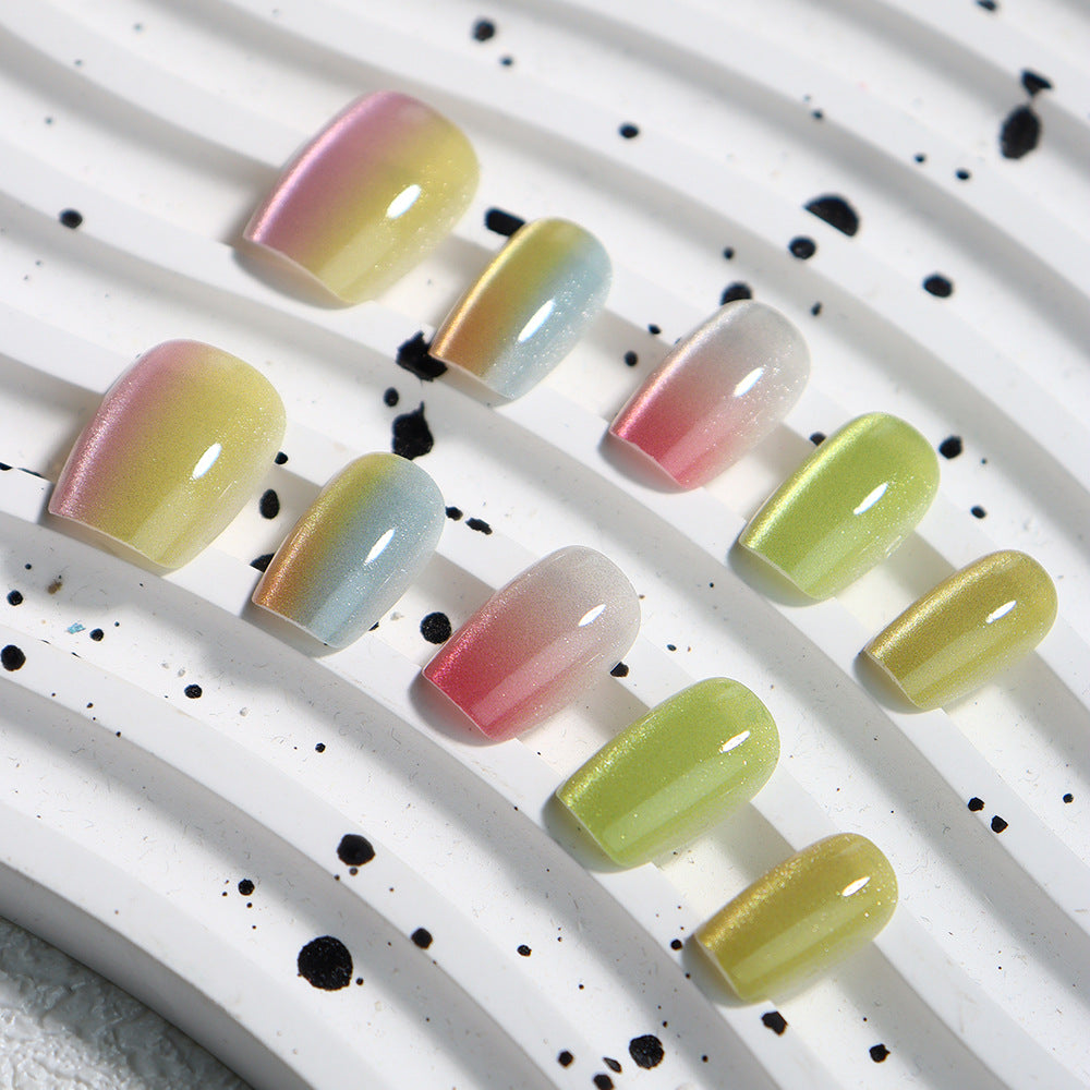 Dopamine Cat's eye glass Handmade Coffin Nails  P05 - NoirNail