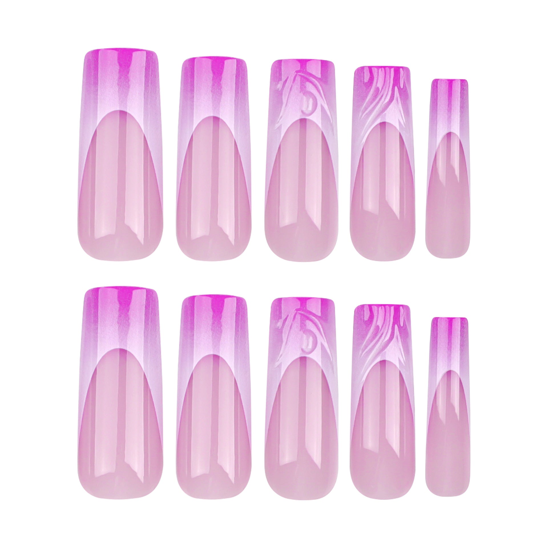 3D Water Ripple Pink Purple Gradient Duckbill  Series Press on Nails - NoirNail