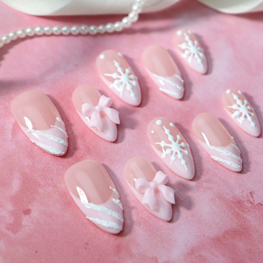 Sweet Christmas Handmade Almond Press On Nails A908