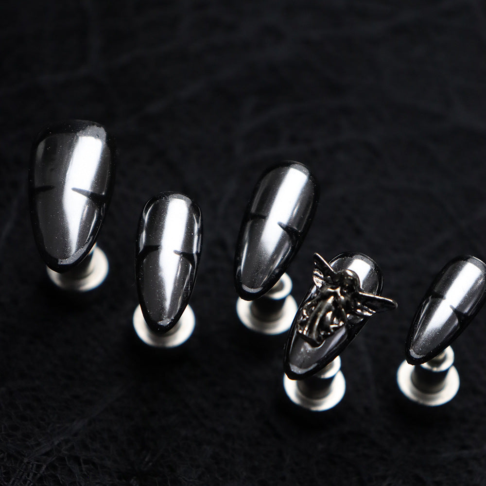 Dark Angel  Handmade Almond  Nails 719 - NoirNail