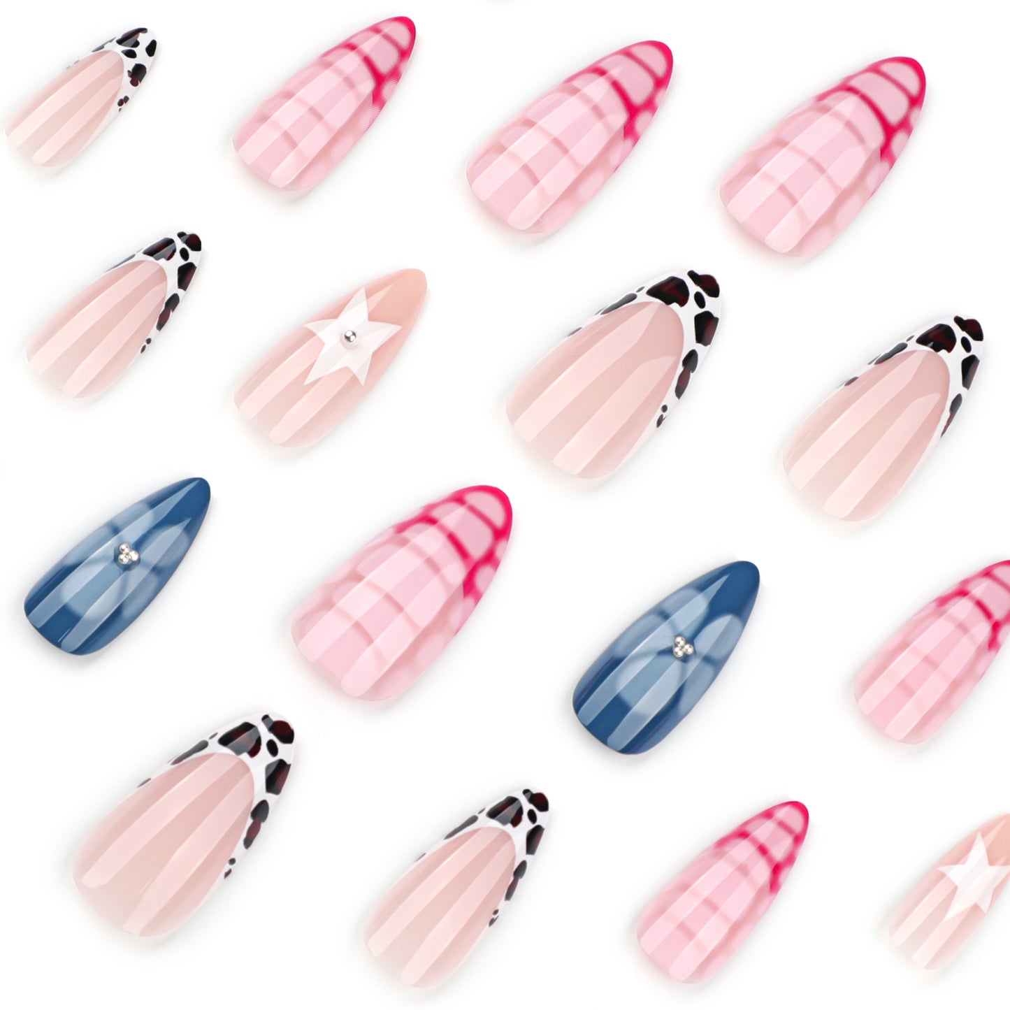 Crocodile Pattern Almond 24PCS Free Size Press on Nails JP3968