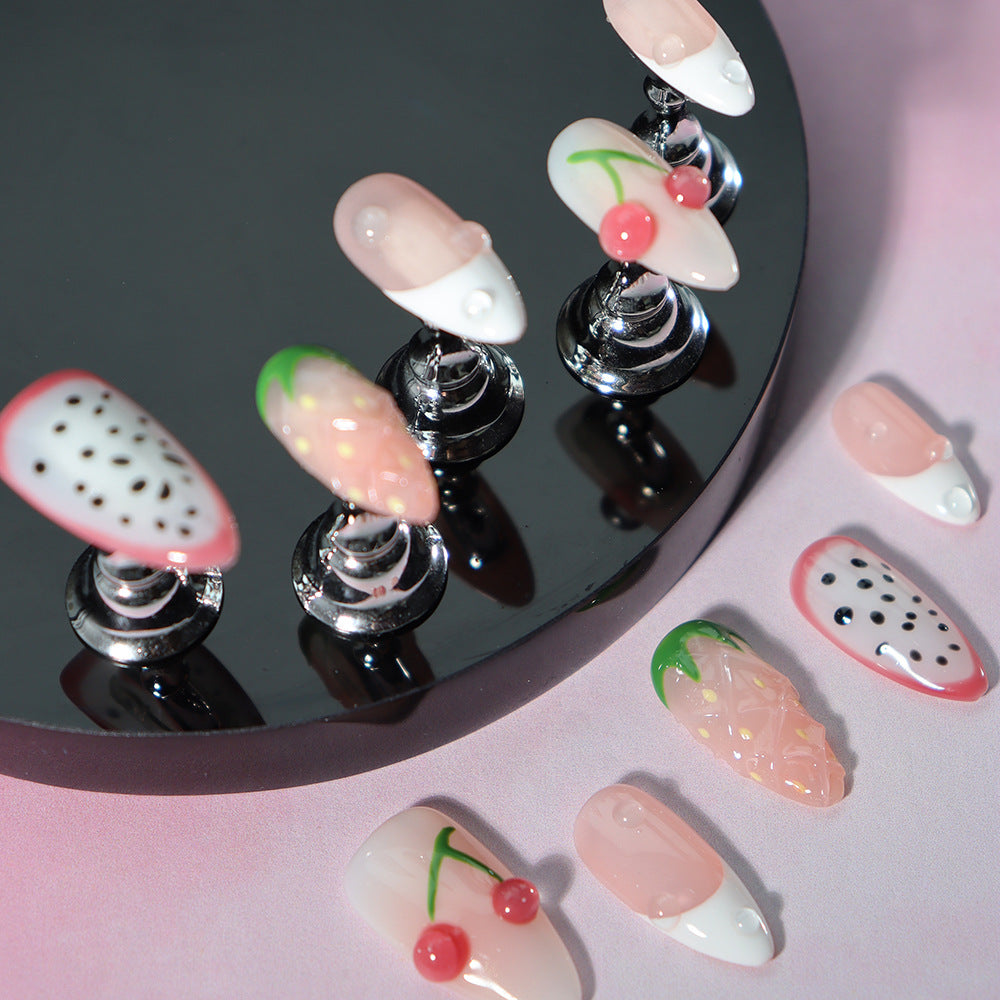3D Fruit Girl Handmade Almond  Nails A1052 - NoirNail