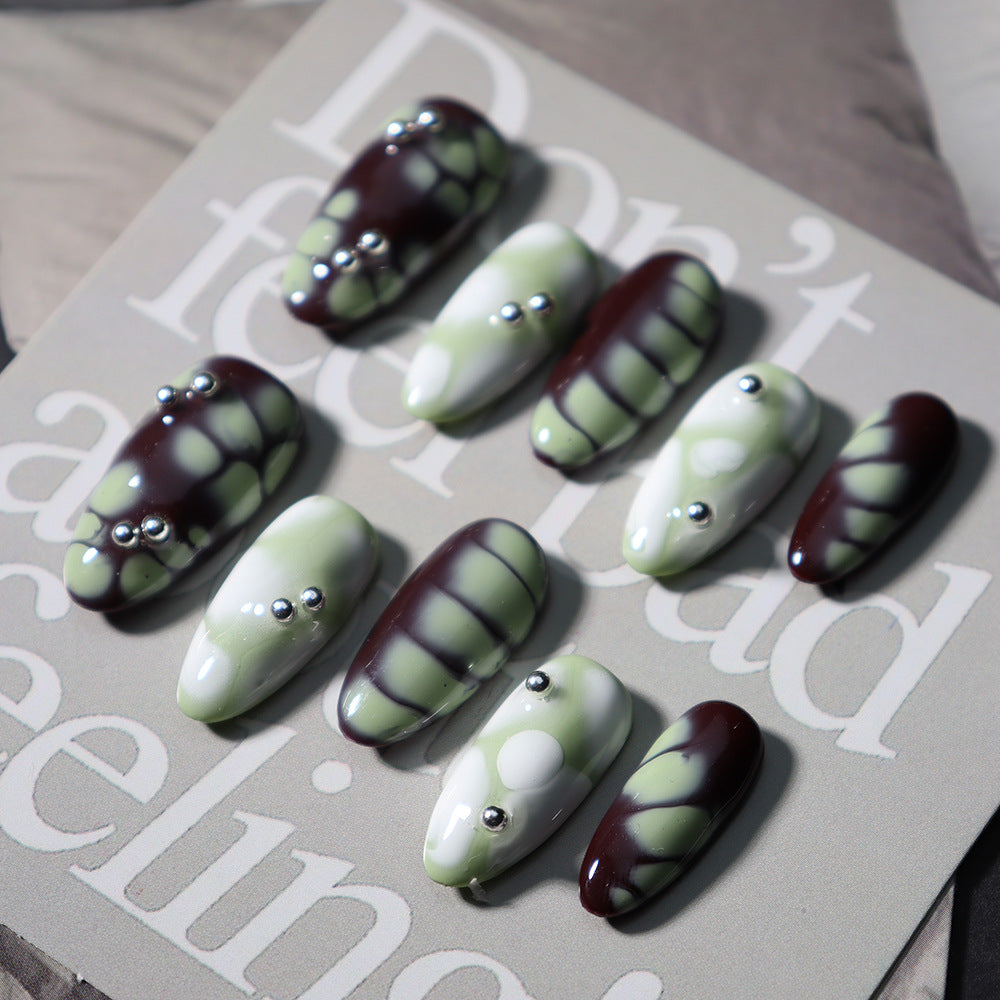 Tyndall effect  Handmade Almond Press On Nails  A814