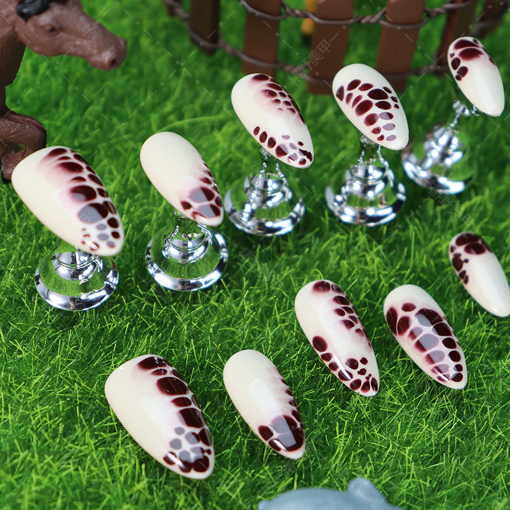 Brown Tortoise Handmade Almond Press On Nails A1198