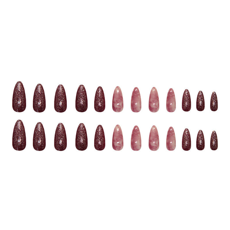 Raspberry Jam Purple Smudge Almond 24PCS Free Size Press on Nails W1852