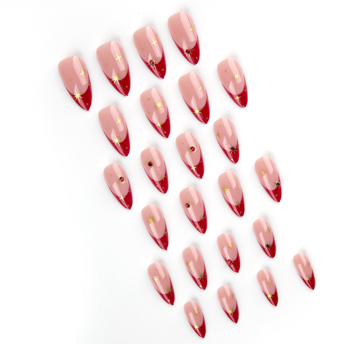 Deep French Almond 24PCS Free Size Press on Nails HZ145