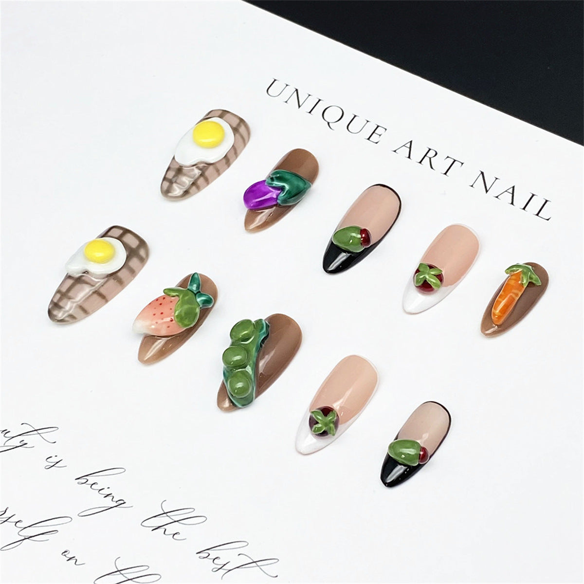 Farm Vacation Handmade Almond Press on Nails A12322