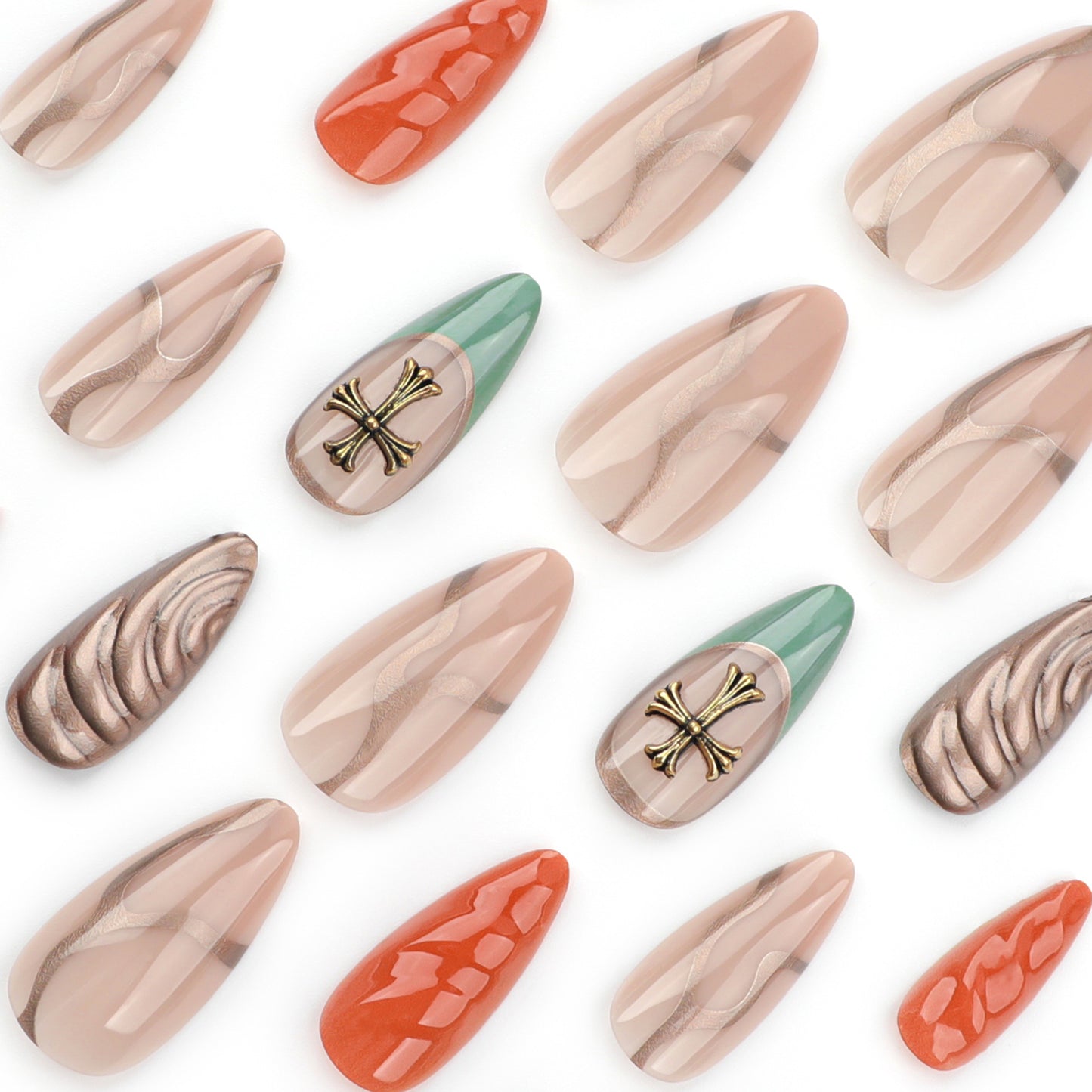 Retro Punk Stiletto 24PCS Free Size Press on Nails