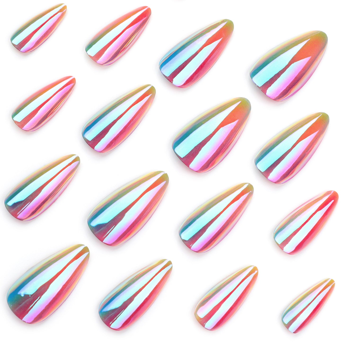 Neon Almond 24PCS Free Size Press on Nails JP3471