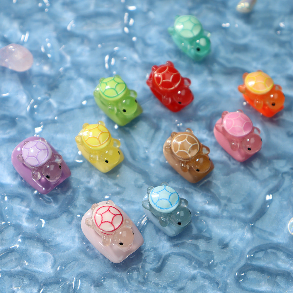 Luminous turtle Handmade Coffin Nails A959 - NoirNail