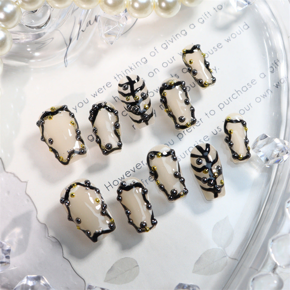 Metal thorns Y2K  Handmade Coffin Nails  A590 - NoirNail