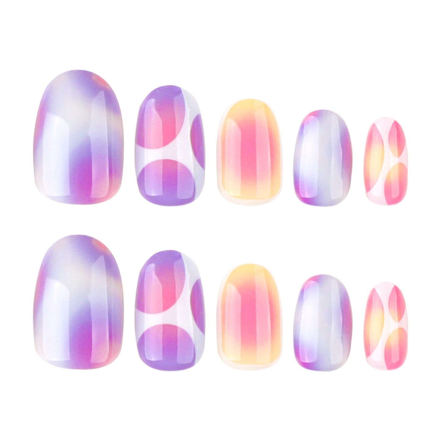 Contrast Color Oval 24PCS Free Size Press on Nails JP3785
