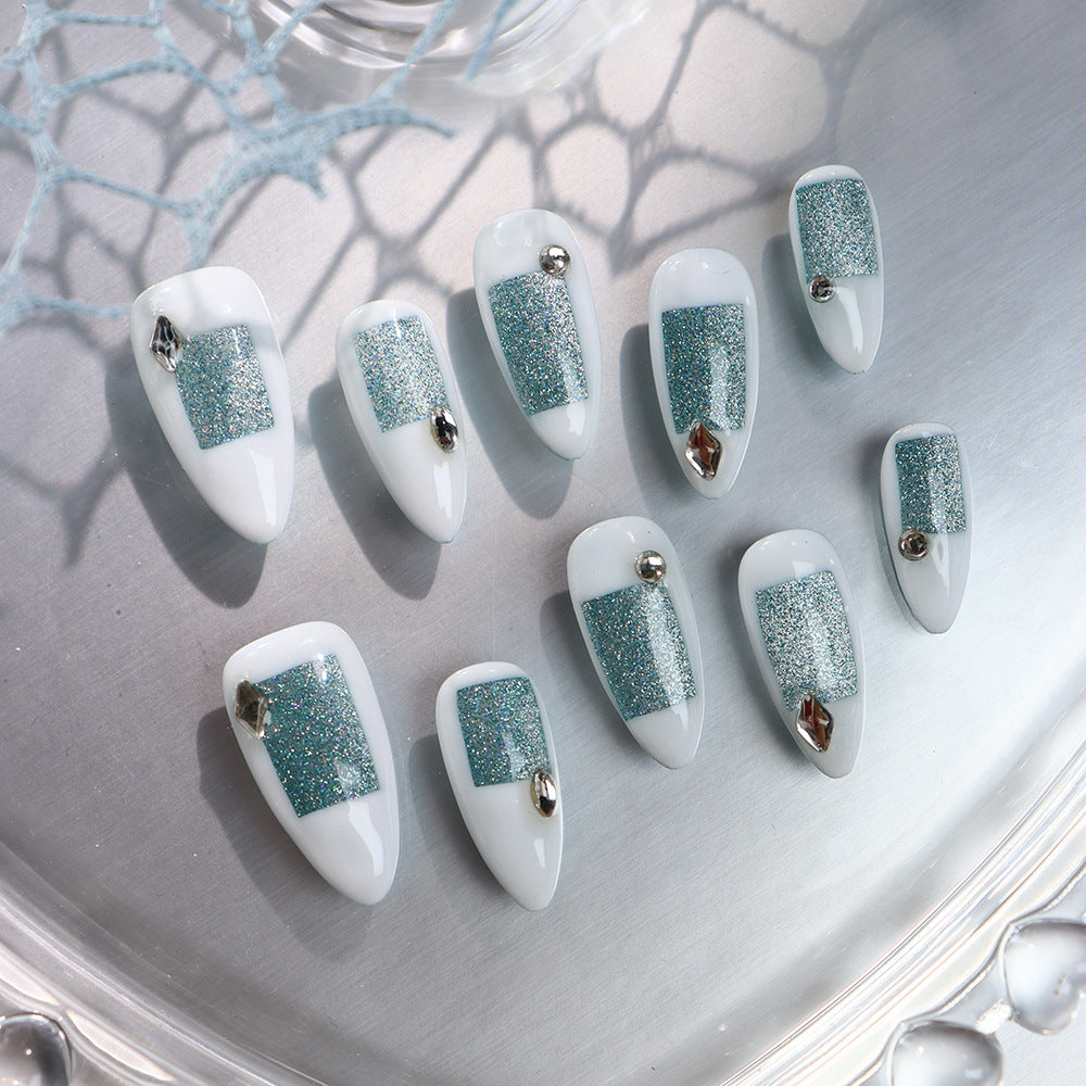 White Dream  Handmade Almond Nails  A662 - NoirNail