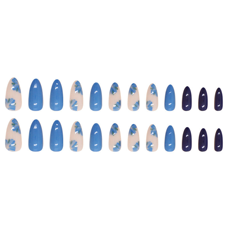Blue Bell Almond 24PCS Free Size Press on Nails W1778