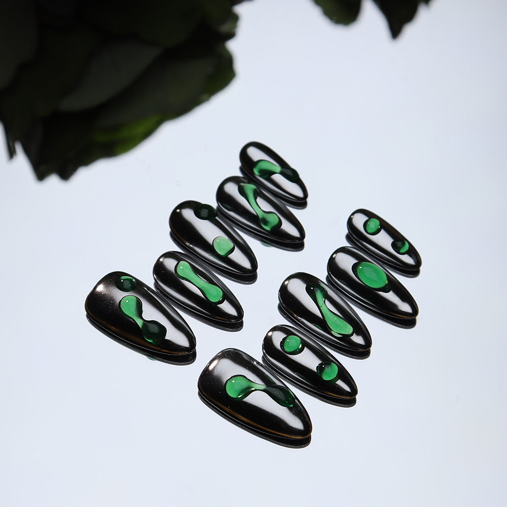 venom 3D Handmade Almond Nails A604 - NoirNail