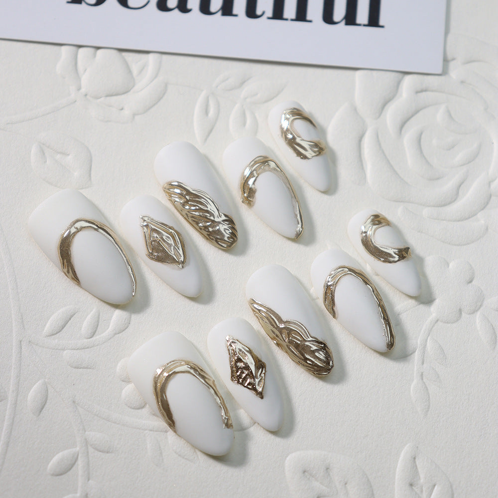 The White Queen Handmade Almond  Nails  A581 - NoirNail