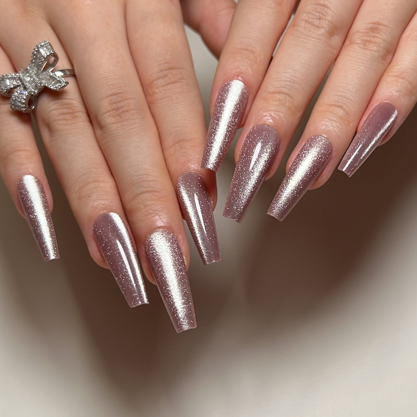 Haze Purple Cat Eye Coffin Press On Nails - NoirNail