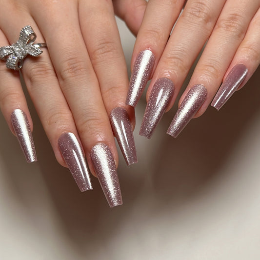 Haze Purple Cat Eye Coffin Press On Nails - NoirNail