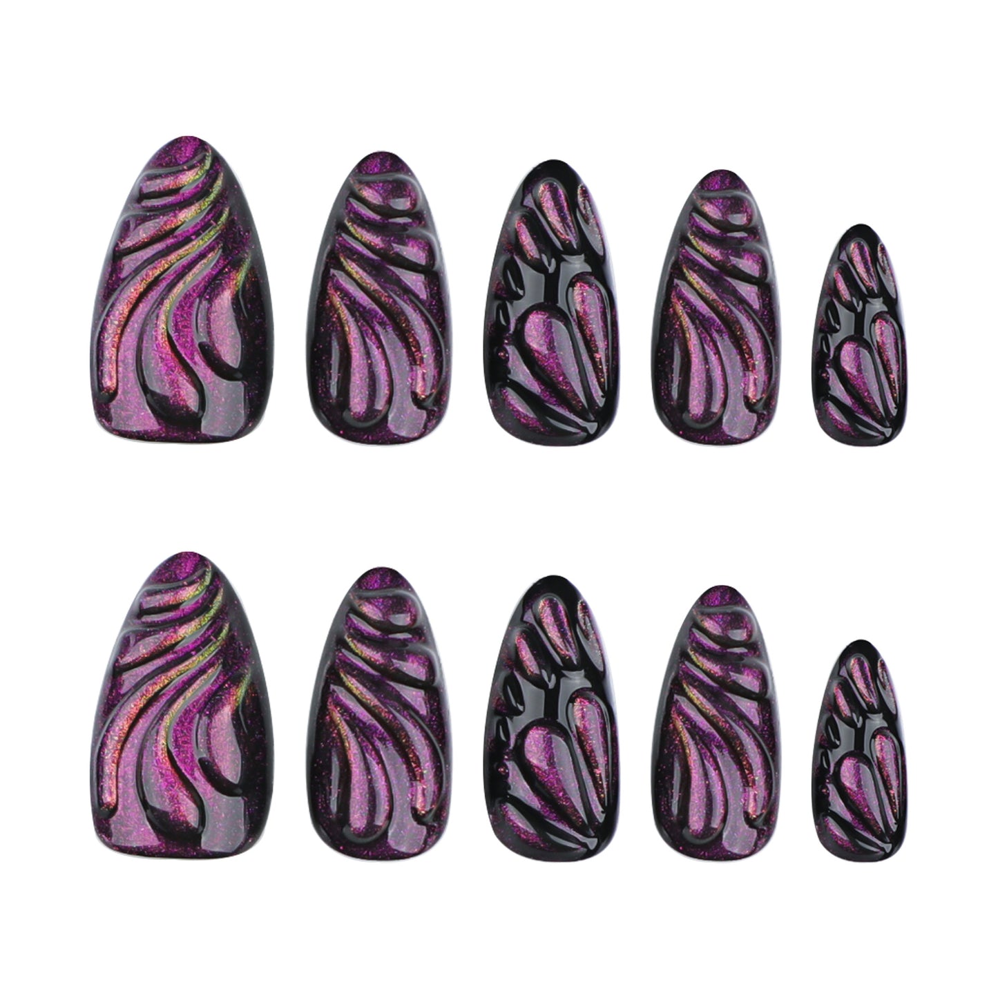 Sweet Cool Blackberry Almond 24PCS Free Size Press on Nails JP3600
