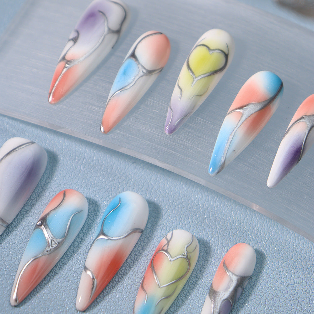 Dopamine AESPA Y3K  Handmade Stiletto Press On Nails A917