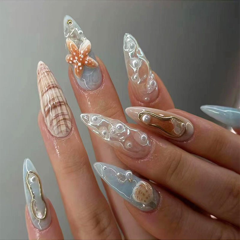 Daughter of The Sea Stiletto 24PCS Free Size Press on Nails Z956