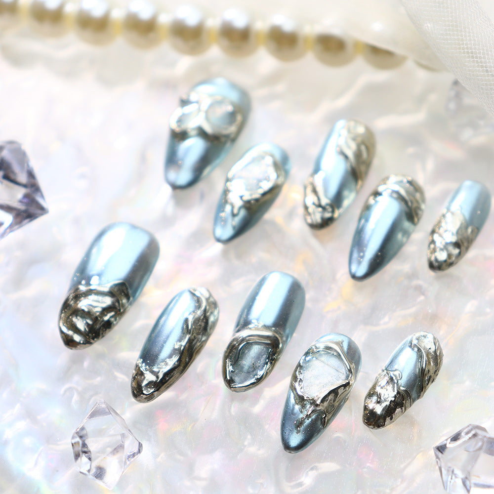 Magic Mirror Handmade Almond Press On Nails A742