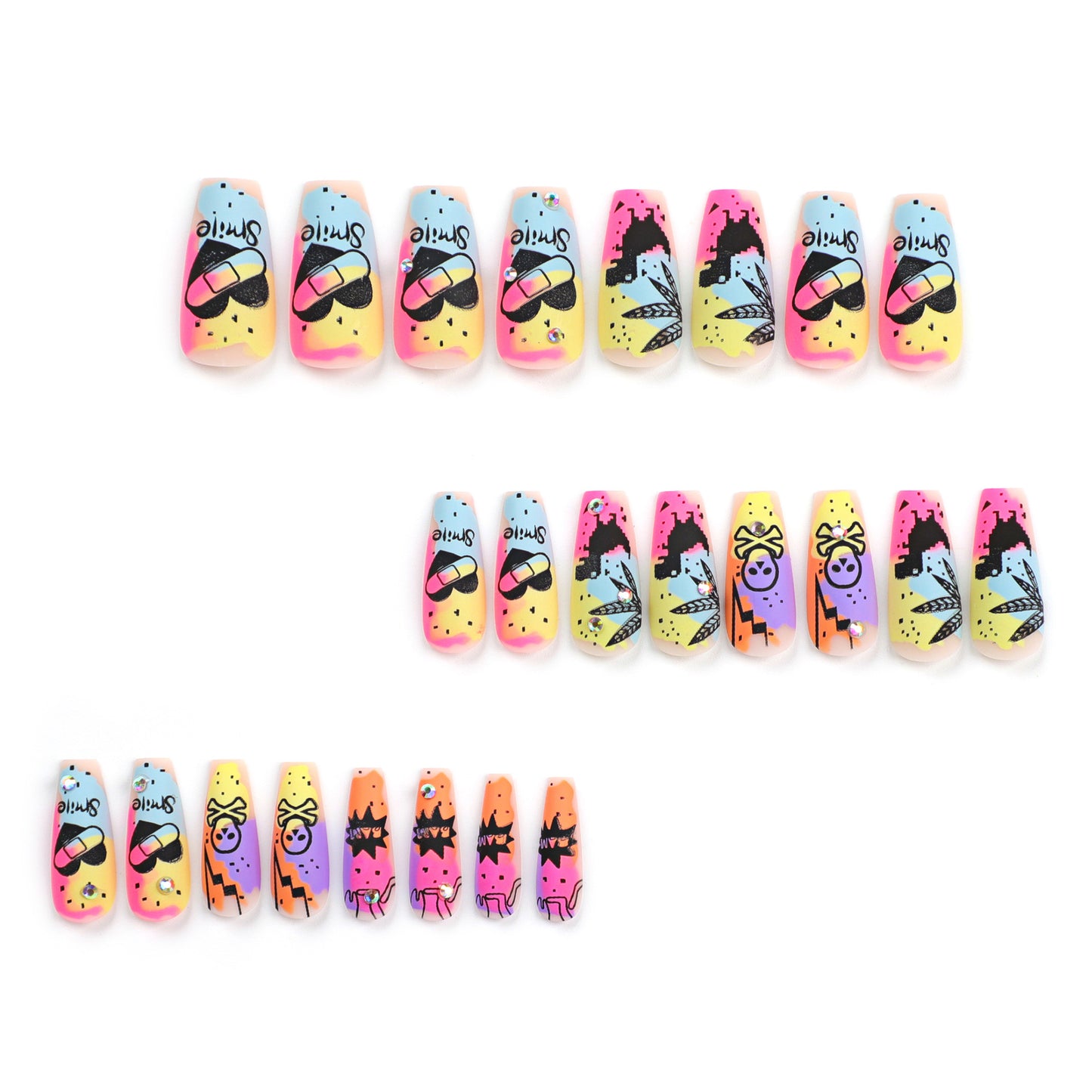 Graffiti Coffin 24PCS Free Size Press on Nails JP2963