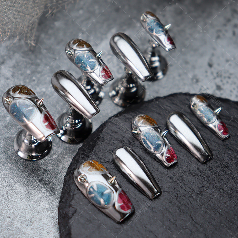 Rock Hera Y2K Futuristic Handmade Coffin Press On Nails A599