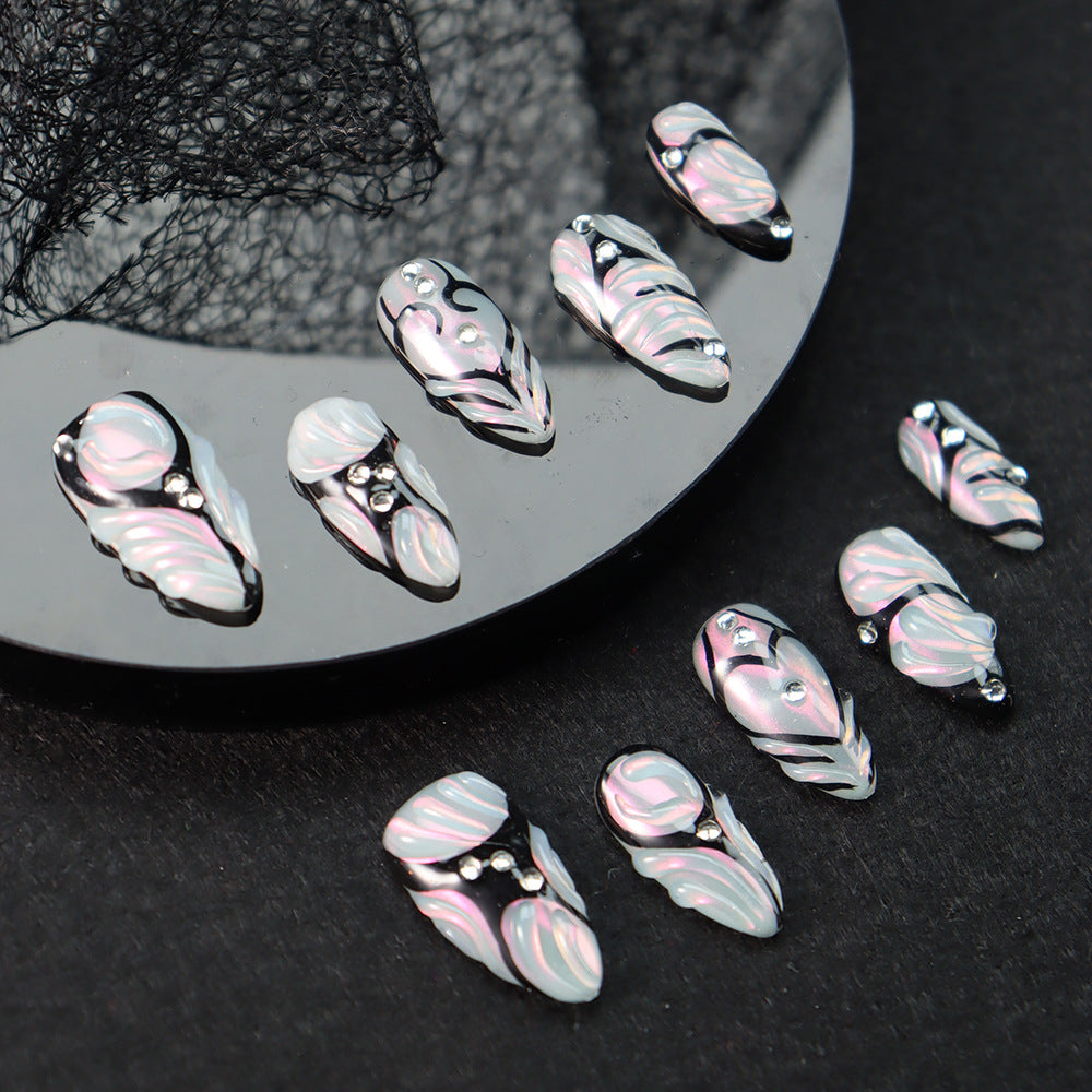 Cyberpunk Glacier Y2K  Handmade Almond Nails  A997