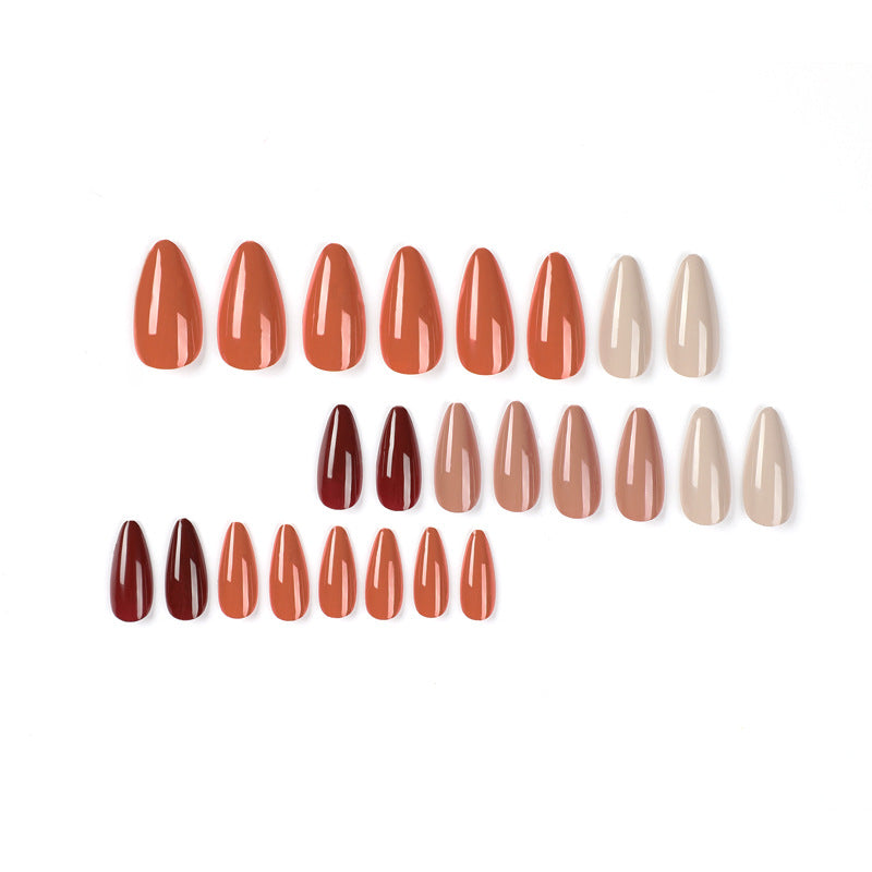 Classic Pure Color Maillard Almond 24PCS Free Size Press on Nails JP2003