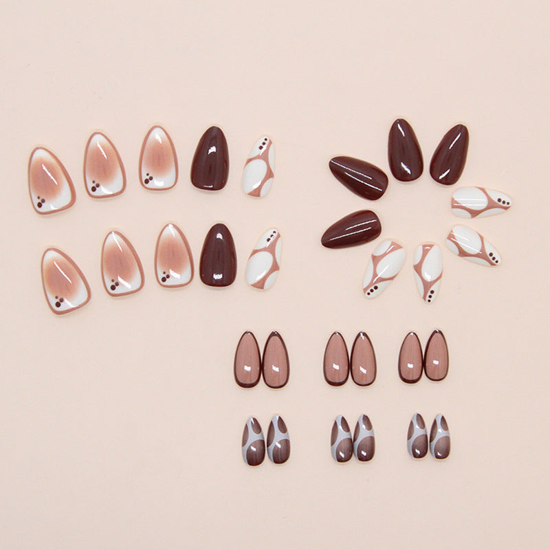 Mushroom Pattern Almond 24PCS Free Size Press on Nails W1850