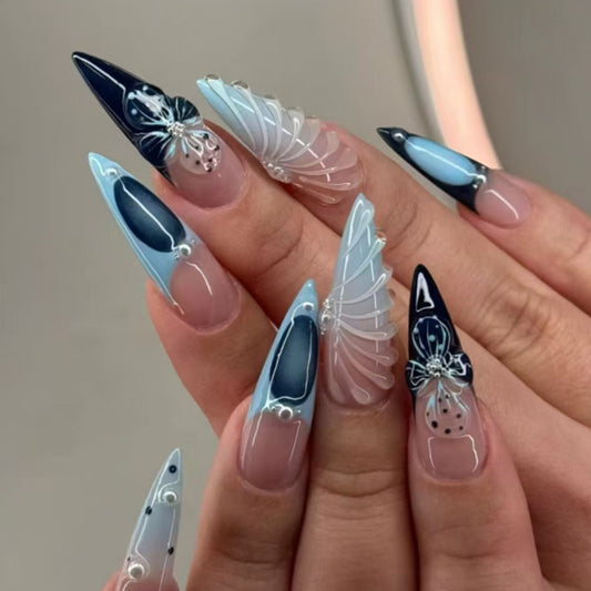 Daughter of the Sea Stiletto 24PCS Free Size Press on Nails Z901