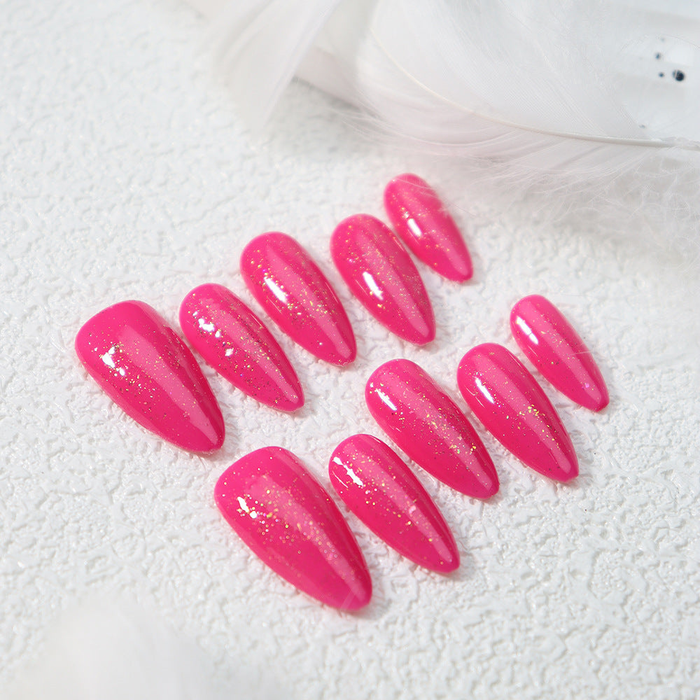 APT Dragon Fruit Color Handmade Almond  Nails  A609