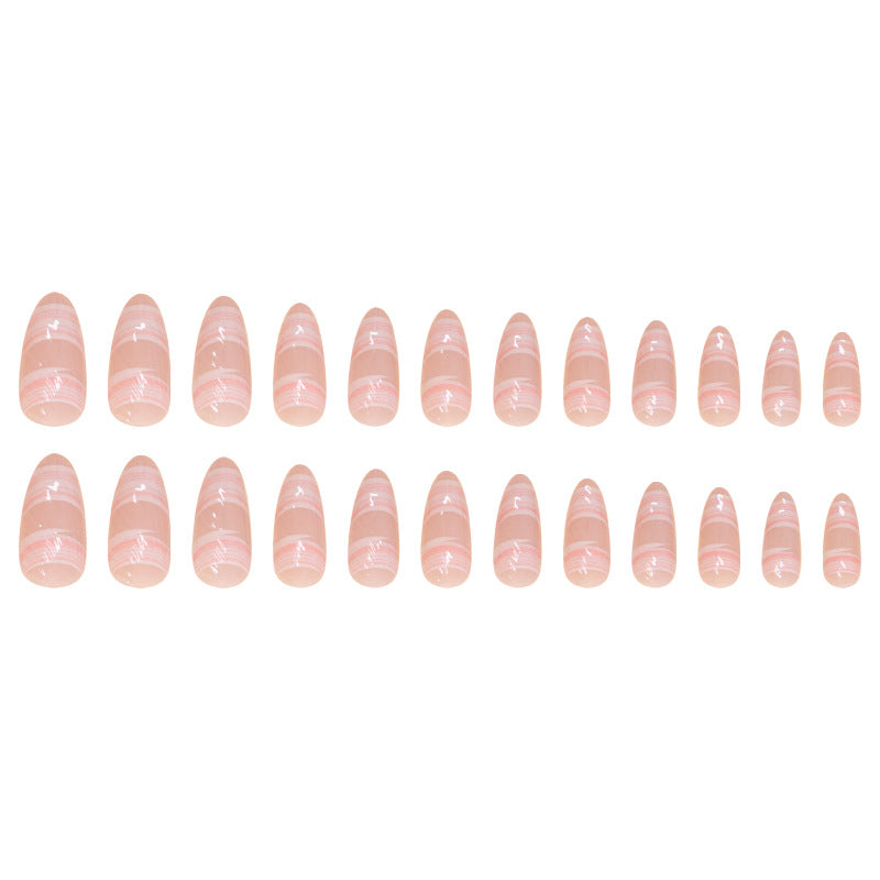 Scallop Shells Almond 24PCS Free Size Press on Nails W1765