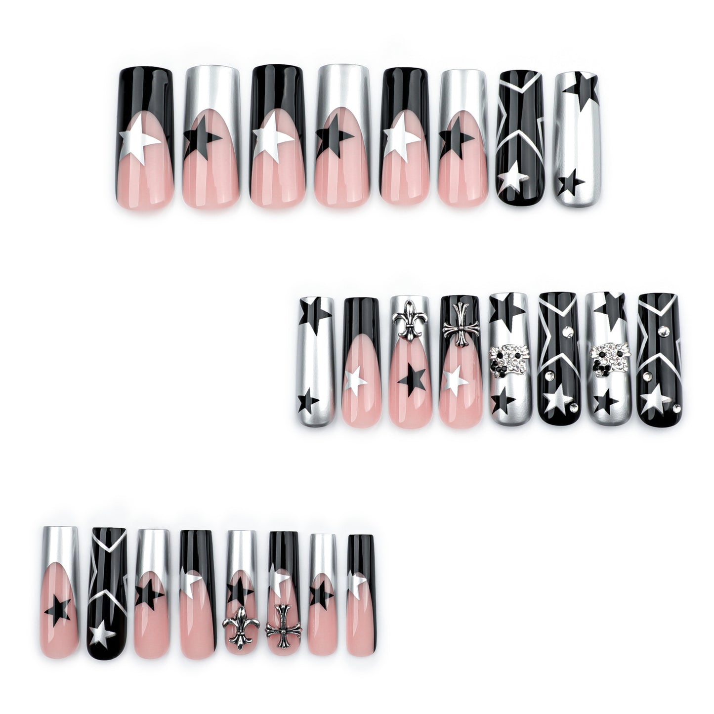 Future Metallic Hello Kitty Duck 24PCS Free Size Press on Nails DIY68