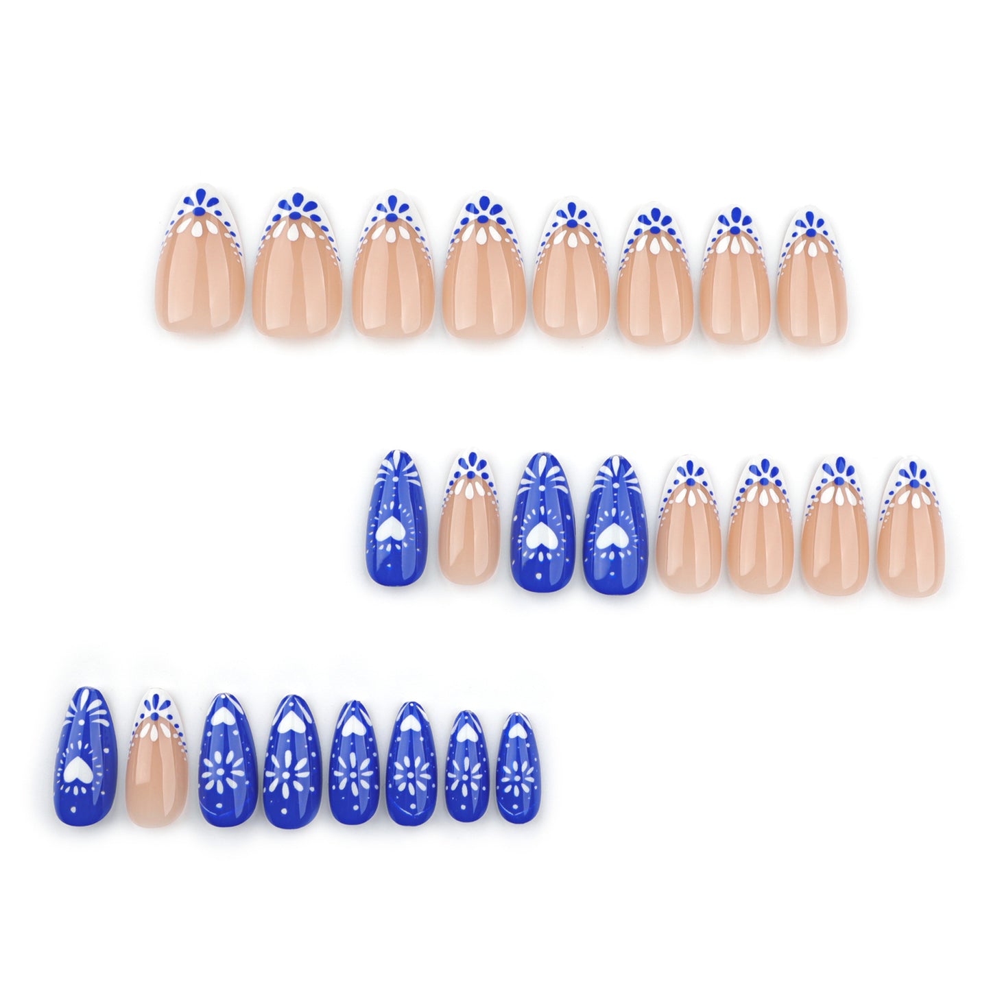 Bohemia Traditional Totem Almond 24PCS Free Size Press on Nails JP3538