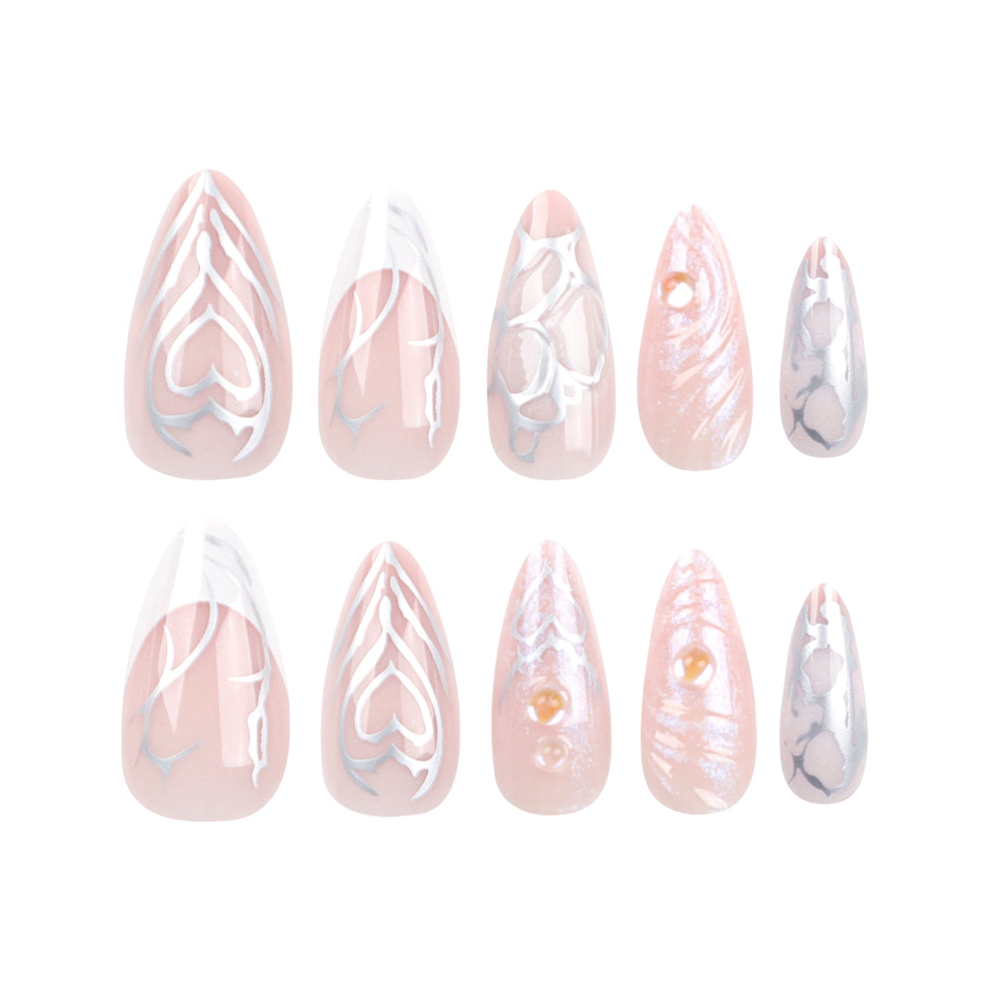 3D Water Ripple  Pink Stiletto Series Press on Nails - NoirNail