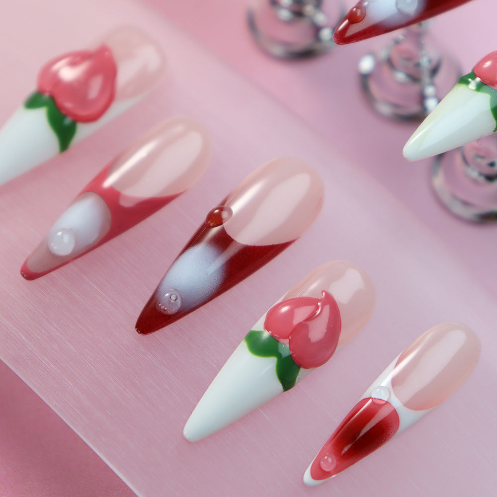 Peach Lady Handmade Stiletto Nails  A1056