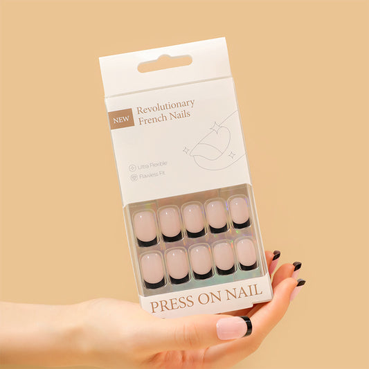 Classic French Tip Square 30PCS Free Size Press on Nails ZG030