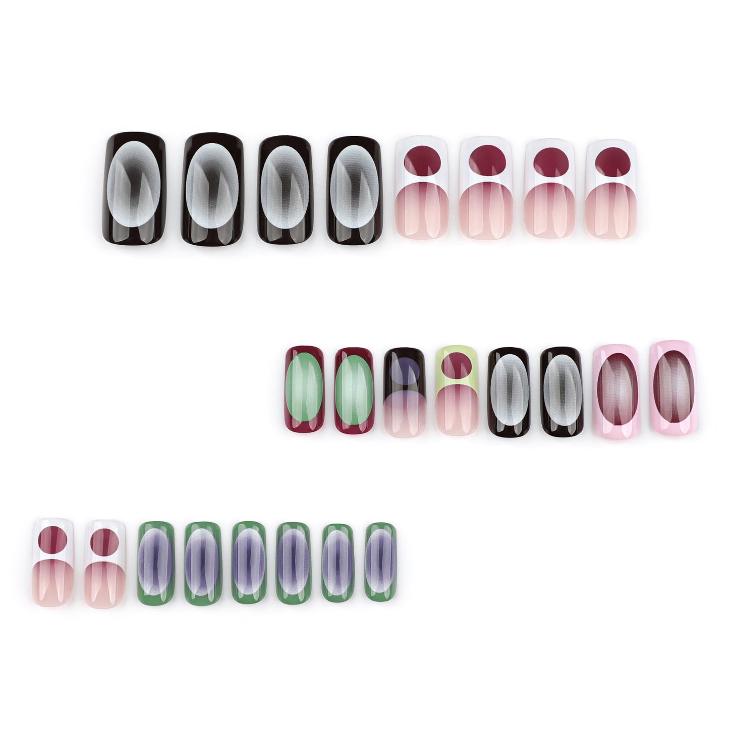 Gradient Blending Square 24PCS Free Size Press on Nails JP3478