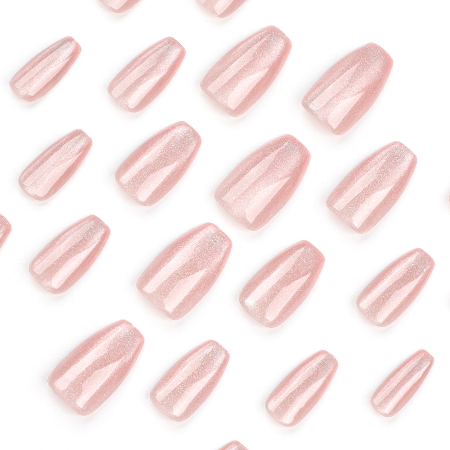 Crushed Ice Cat's Eye Rounded 24PCS Free Size Nails JP3234 - NoirNail