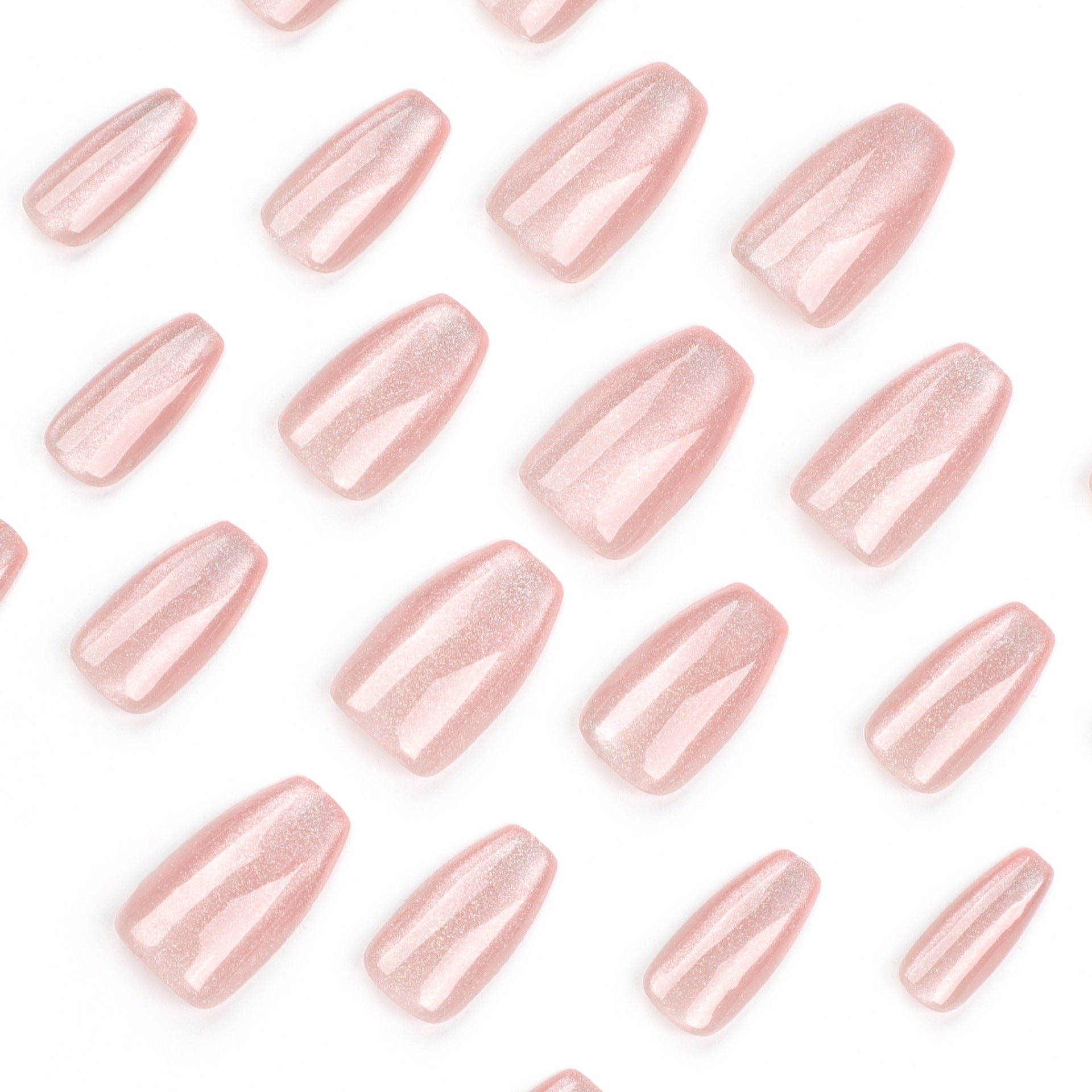 Crushed Ice Cat's Eye Rounded 24PCS Free Size Nails JP3234 - NoirNail