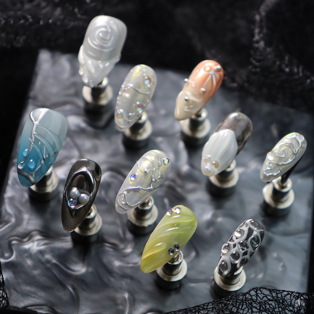 Rainbow Ice Cream Y2K Handmade Almond Nails  A988