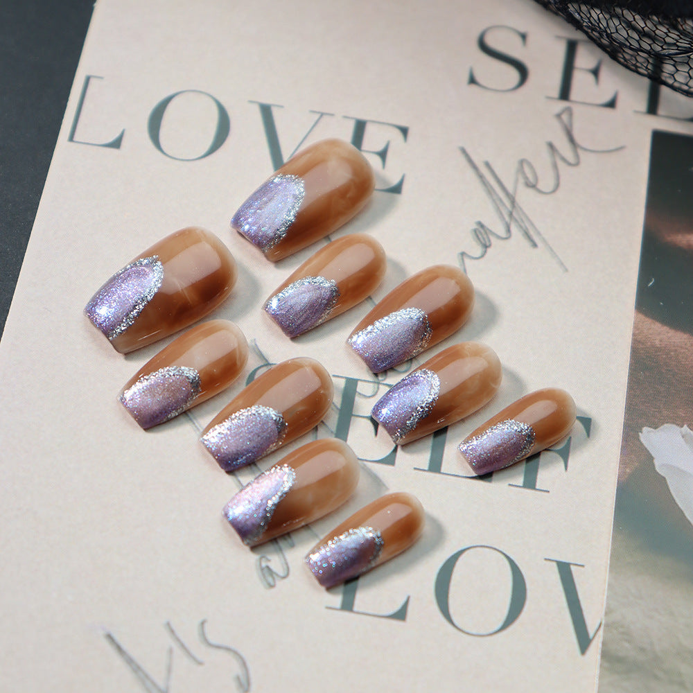 Tip of The Iceberg Handmade Almond Press on Nails A503