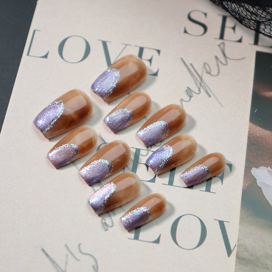 Tip of The Iceberg Handmade Almond Press on Nails A503