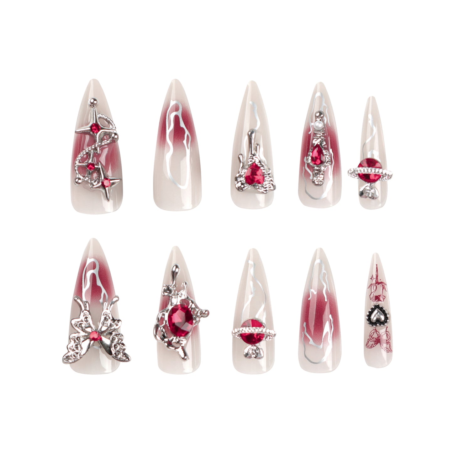 Graffiti Sexy Girl Y2K Stiletto 24PCS Free Size Press on Nails JP2765
