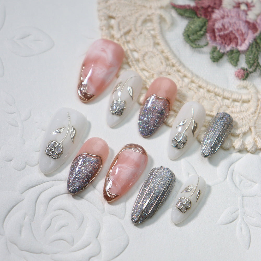 Beach Rose  Handmade Almond  Nails A792 - NoirNail