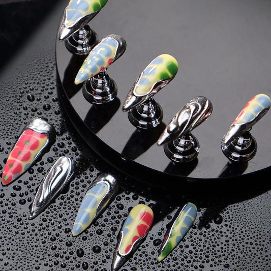 Punk Crocodile Pattern Handmade Stiletto Press On Nails A858