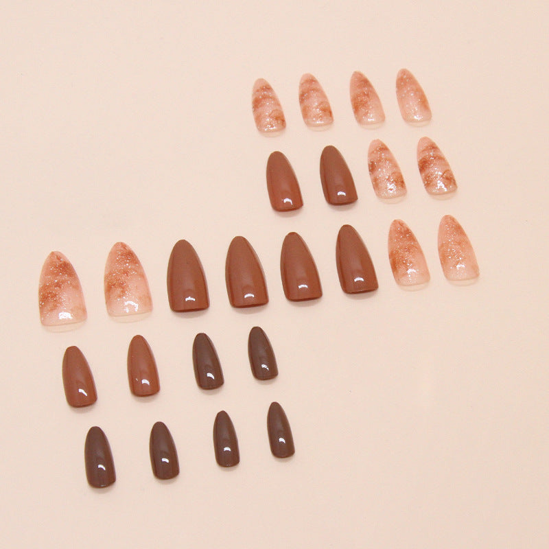 Maillard Hot Chocolate Almond 24PCS Free Size Press on Nails W1777