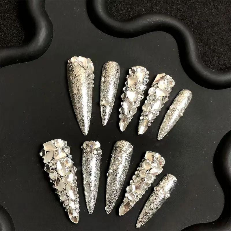 Luxury rhinestones Handmade Stiletto Press On Nails